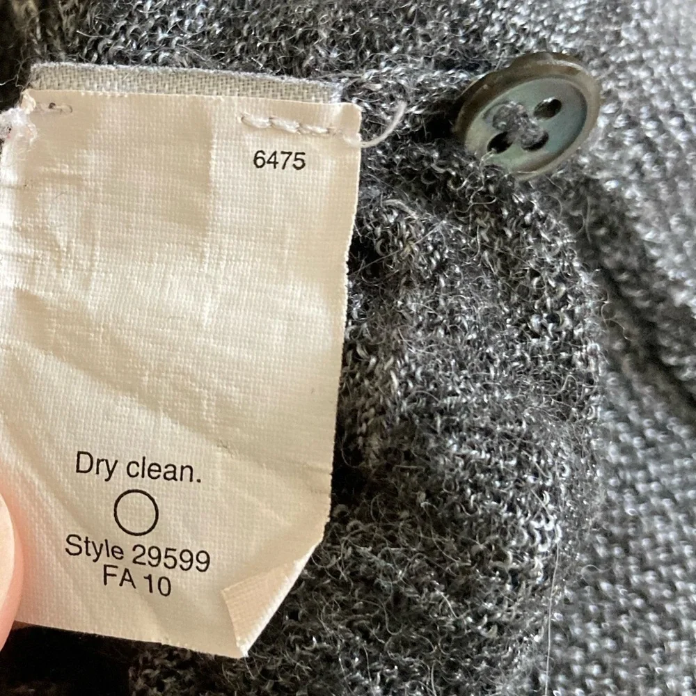 J crew gray ruffle cardigan poly/nylon/alpaca/merino wool blend Small
